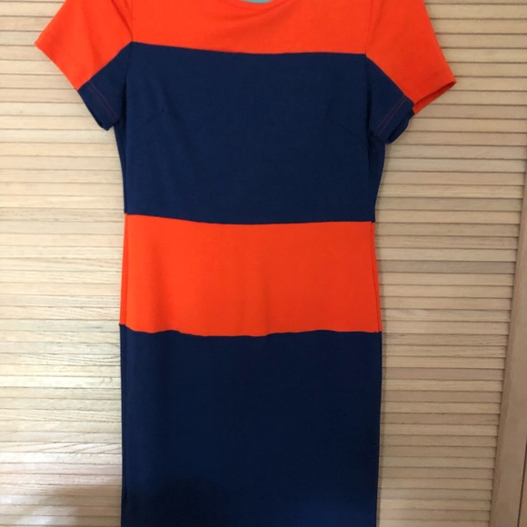 Orange and navy midi dress - Picture 2 of 2